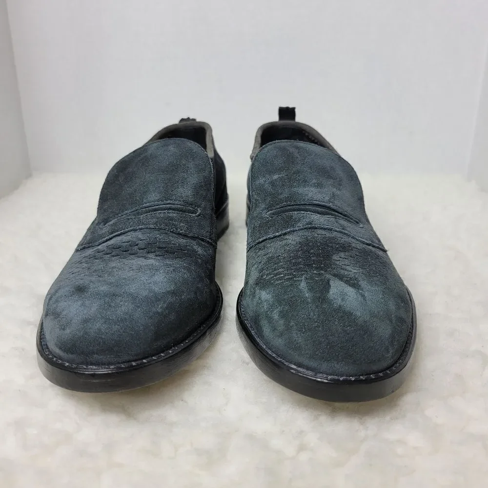 Barracuda Men's Size 7 Slip On  Blue  Peforaded Suede Penny Loafer Casual Shoes